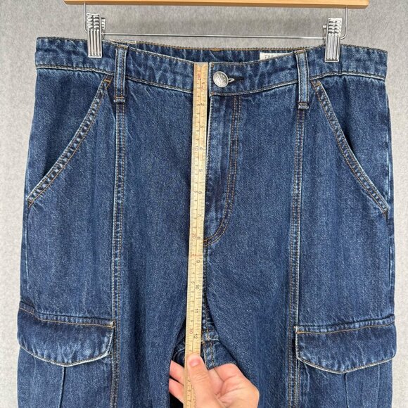 Rag Bone Cailyn Cargo Mid Rise Wide Leg Jeans Size 29 Ari Indigo Rigid Denim - Picture 14 of 16
